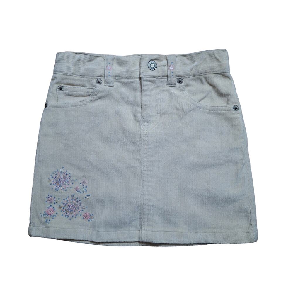Vintage GAP Kids (2008) 5-pocket embellished snowflake corduroy mini skort